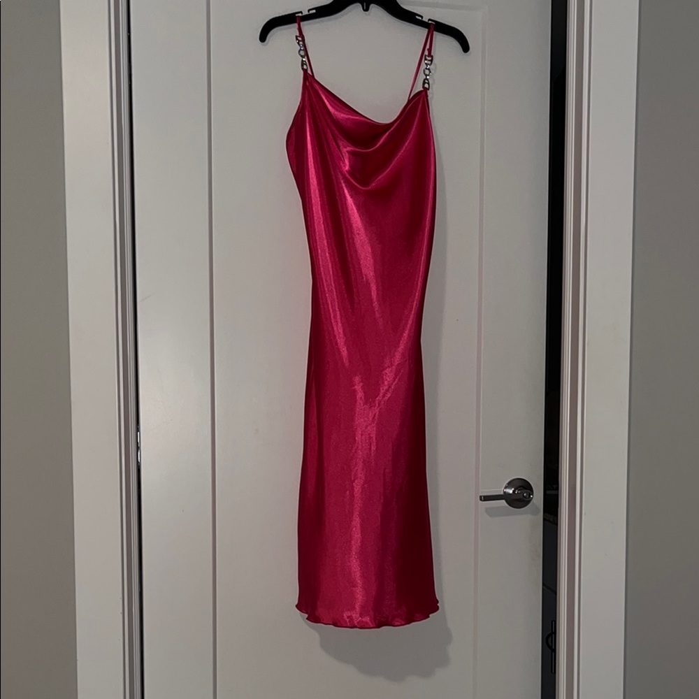 Jump Red Slip Midi Dress Sleeveless Cowl Neck